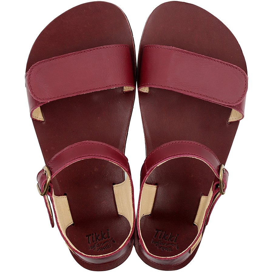 Sandales Tikki VIBE Leather Burgundy Femme | AYT-17823706