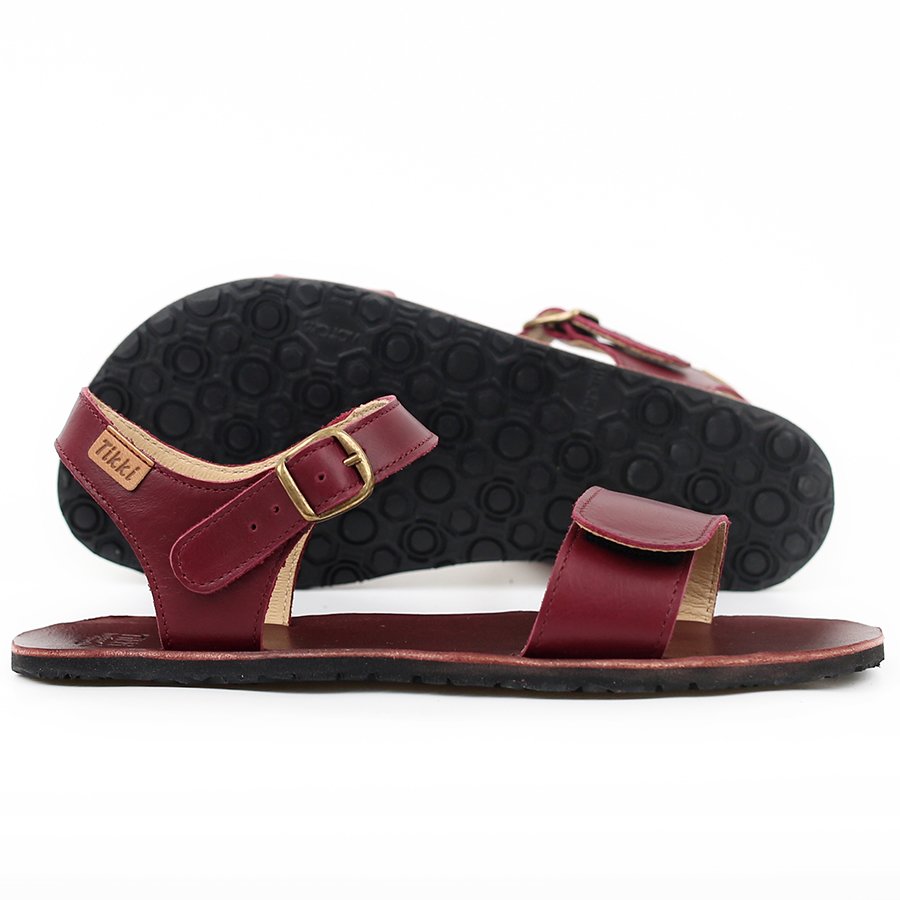 Sandales Tikki VIBE Leather Burgundy Femme | AYT-17823706